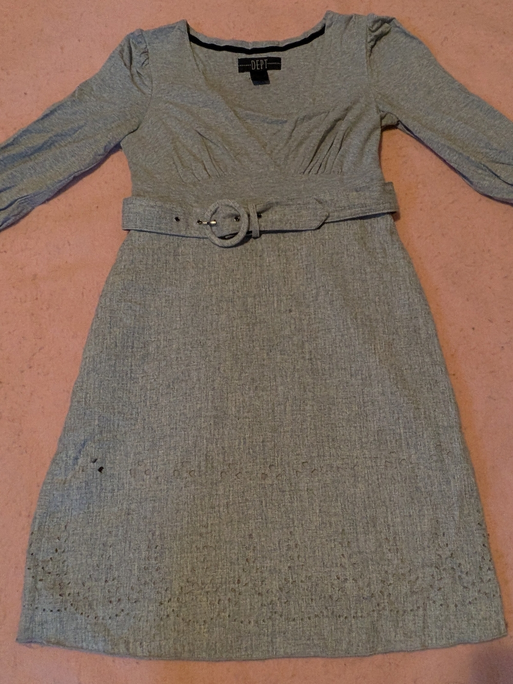 DEPT Belted Gray Midi Dress